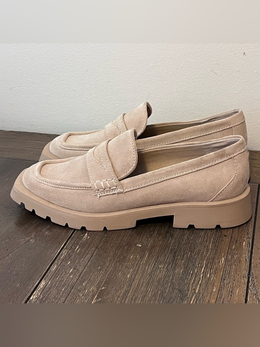 Dolce Vita Blush Suede Lug Sole Penny Loafers